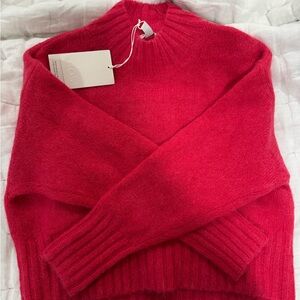 COS Women's Vibrant Red Pink Turtleneck Sweater